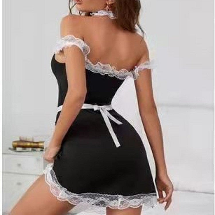 Off-the-Shoulder Maid Role-Play Seductive Lingerie Set - Lslingerie